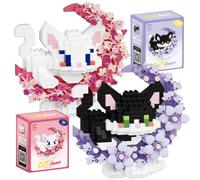 Chat Blocs de Construction, Chat Mini Figurine en Briques Jeux de Construction 3D Mini Blocs de Puzzle Micro Bloc de Constructions Figurines Modèle Building Block Set pour Cadeaux d'Anniversaire