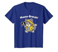 Chat Bretagne Chaton Breton Mignon - Triskell Ciré Marinière T-Shirt, Enfant, Bleu Royal, 6 Ans