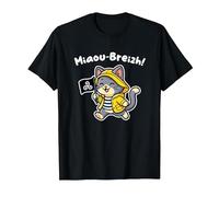 Chat Bretagne Chaton Breton Mignon - Triskell Ciré Marinière T-Shirt, Homme, Noir, 6XL