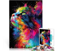 Chat Brillant Pop Art Puzzles pour Adolescents de 1000 pièces Jeu intellectuel Jouet est idéal comme Cadeau pour Toute la Famille 38x26cm