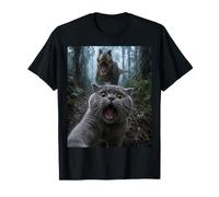Chat Britannique à Poil Court T-Rex Dinosaure Chase Selfie T-Shirt