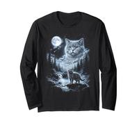Chat British Shorthair rétro Moon des années 90 Bootleg Meme Cats Manche Longue