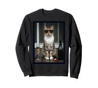 Chat Buvant du vin au café avec des Lunettes de Soleil Sweatshirt