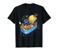 Chat caché dans Une boîte de Sardine - Boîte à Poisson Vintage Amusante T-Shirt Graphique avec Valeur, Homme, Noir, L