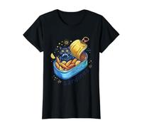 Chat caché dans Une boîte de Sardine - Boîte à Poisson Vintage Amusante T-Shirt Graphique avec Valeur, Femme, Noir, M