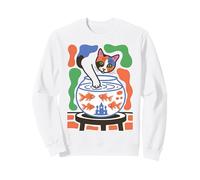 Chat calicot Abstrait avec Patte dans Un Aquarium, Poisson Rouge Sweatshirt