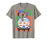 Chat calicot Abstrait avec Patte dans Un Aquarium, Poisson Rouge T-Shirt