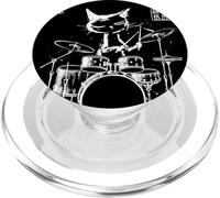 Chat calligraphique Vintage Batteur Japonais Art Musicien PopSockets PopGrip pour MagSafe