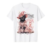 Chat Cancer du Sein Noir Rose Halloween Sorcière Octobre Guérison T-Shirt Graphique avec Valeur