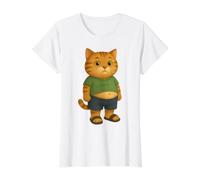 Chat Cartoon Mignon et Pottelé aux Grands Yeux T-Shirt Graphique avec Valeur