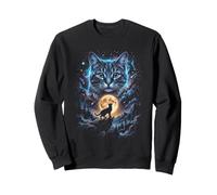 Chat céleste Pleine Lune Montagne Galaxie Art Sweatshirt