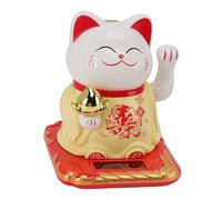 Chat Chanceux avec Bras Agité Chat Chinois Vif et Adorable Statue de Chat de la Fortune Solaire pour Maison, Bureau et Voiture (Jaune)