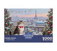 Chat Chartreux de Noël Puzzle en Bois Imperméable DIY Puzzles De 1000 Pièces pour Adultes Cadeaux Défi Et Casse-tête Jeux Éducatifs