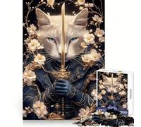 Chat Chartreux Samouraï avec Épée Puzzle Animal 1000 Pièces pour Adultes Renforce la Mémoire Jeu de Moment Amusant et Détente Qualité et Design Cadeau Élégant (38x52cm)
