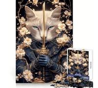 Chat Chartreux Samouraï avec Épée Puzzle Animalier 1000 Pièces pour Adultes Jeu de Réflexion Anti-Animation Objet de Collection aux Découpes Soignées (50x75cm)