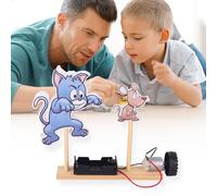 Chat Chassant La Souris Bricolage Assemblé Modèles Kits Enfants Technologie Science Expérience Classique Éducatif Assembler Des Jouets