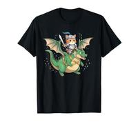 Chat Chaton Chevalier Chevalier Équitation Dragon Médiéval Ren Faire Graphique T-Shirt