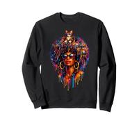 Chat Chaton Mélanine Histoire Africaine Fière Forte Femme Afro Sweatshirt