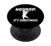 Chat Chaton Mignon Noël Chrismas Xmas Hooray It's Christmas PopSockets PopGrip Adhésif
