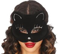 Chat Chauve-souris Masque Halloween Élégance animale Transformation mystique Noir Détails scintillants Aura enchanteresse Aspect mystérieux, Couleur : Noir