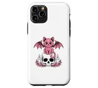 Chat Chauve-souris mignonne Kawaii Pastel Goth Esthétique Squelette effrayant Coque pour iPhone 11 Pro