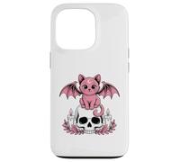 Chat Chauve-souris mignonne Kawaii Pastel Goth Esthétique Squelette effrayant Coque pour iPhone 13 Pro