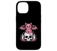 Chat Chauve-souris mignonne Kawaii Pastel Goth Esthétique Squelette effrayant Coque pour iPhone 14