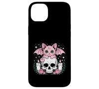 Chat Chauve-souris mignonne Kawaii Pastel Goth Esthétique Squelette effrayant Coque pour iPhone 14 Plus