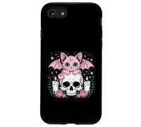 Chat Chauve-souris mignonne Kawaii Pastel Goth Esthétique Squelette effrayant Coque pour iPhone SE (2020) / 7 / 8
