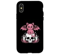 Chat Chauve-souris mignonne Kawaii Pastel Goth Esthétique Squelette effrayant Coque pour iPhone X/XS