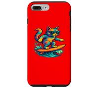 Chat chevauchant sur Une Planche de Surf Portant des Lunettes de Soleil Rides Wave Coque pour iPhone 7 Plus/8 Plus