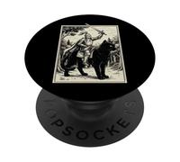 Chat Chevauchant Un Chevalier Fantaisie Drôle PopSockets PopGrip Adhésif