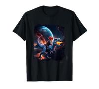 Chat chevauchant un dinosaure T-Rex Image Like Galaxy Cat Sci-Fi T-Shirt