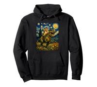 Chat chevauchant Un Dinosaure Van Gogh inspiré de la Nuit étoilée Adorable Sweat à Capuche