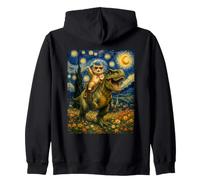 Chat chevauchant Un Dinosaure Van Gogh inspiré de la Nuit étoilée Adorable Sweat à Capuche