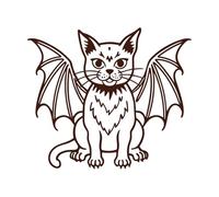 chat chimère mythique aux ailes de chauve-souris Stickers muraux 67.2x77.9cm Plusieurs tailles disponibles Café