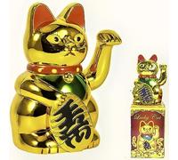 Chat Chinois Porte-Bonheur Doré Chat Fortune Bras Petit Chanceux Feng Shui Doré 5 Pouces Chat Ailant Chat pour Boutique Décoration