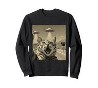 Chat choqué drôle Selfie Rencontre Extraterrestre OVNI Sweatshirt