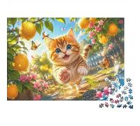 Chat Citron Papillon 1000pcs pour Adultes Mini Puzzle Difficile | 70x50cm Carton Décor Salon Structure Durable Cadeau Anniversaire Soulagement Anxiété