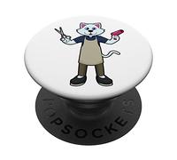 Chat Coiffeur Ciseaux PopSockets PopGrip Adhésif