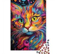 Chat Coloré Puzzle pour Adultes Puzzle 1000 Pièces Style Artistique Dynamique Papier Relaxation Interactivité Familiale Décoration Cadeau 52x38cm/1000pcs