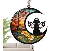 Chat commémoratif pour animaux de compagnie, attrape-soleil en vitrail - Attrape-soleil élégant pour les amoureux des chats | Décor chic de chat noir, statue commémorative de chat réfléchie, décor art