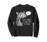 Chat contrarié - comme Serait avec Inscription en Allemand « Wie wäre ES mit Putzen » Sweatshirt
