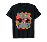 Chat Cool avec Lunettes de Soleil en Tourbillon de Couleur T-Shirt