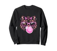 Chat Cool avec Lunettes Roses et Chewing-Gum Sweatshirt