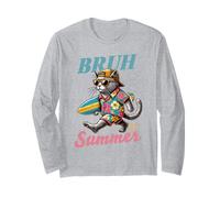 Chat cool drôle dans les nuances Bruh It's Summer Surfboard Vacation Manche Longue