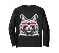 Chat cool lunettes soleil fierté lesbienne Manche Longue