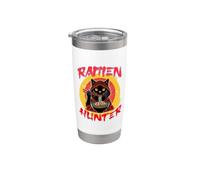 Chat cool mangeant des ramen dessin animé Ramen Hunter Noodle Lover Gobelet isotherme en acier inoxydable double paroi