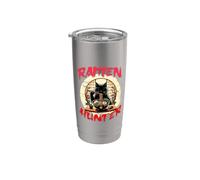 Chat cool mangeant des ramen dessin animé Ramen Hunter Noodle Lover Gobelet isotherme en acier inoxydable double paroi