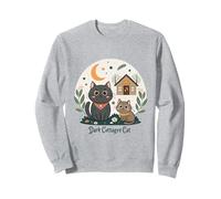 Chat Cottagecore foncé avec cabine et croissant de lune Sweatshirt
